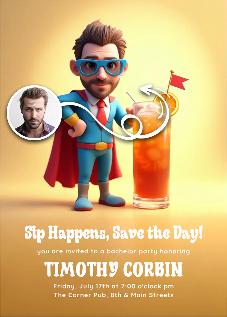 Sip saver - bachelor party invitation